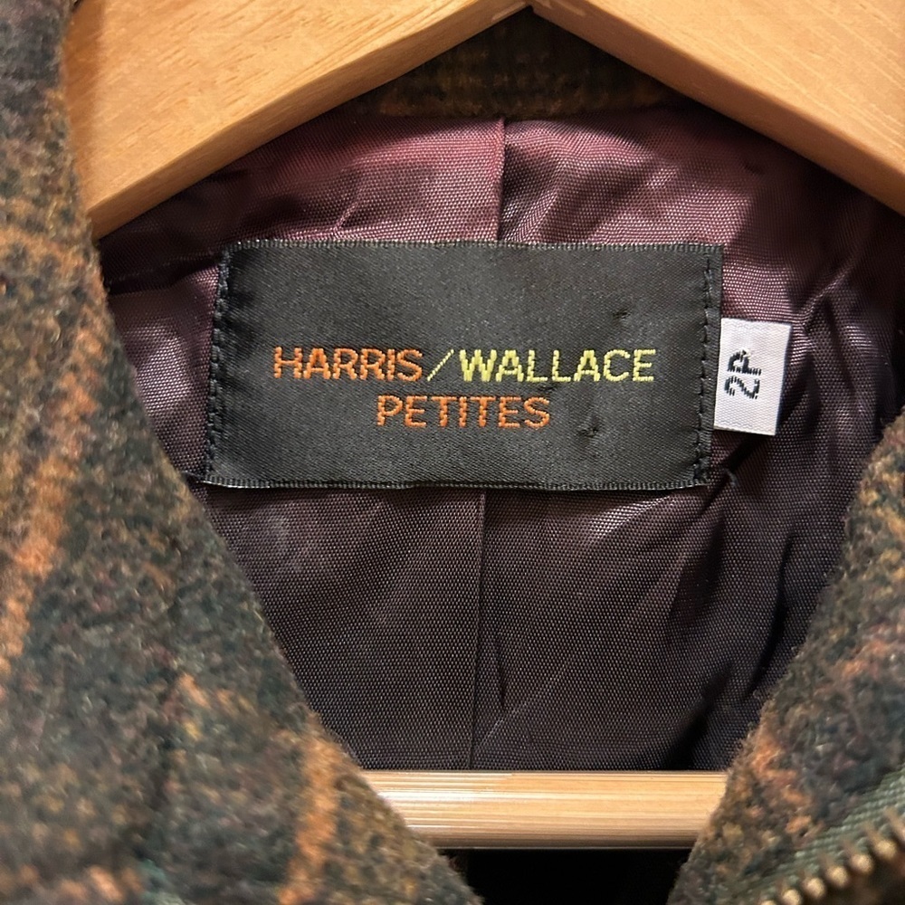 Harris Wallace Petites Gray & Brown Plaid Wool Blend Jacket Blazer Sz 2P - Picture 2 of 12